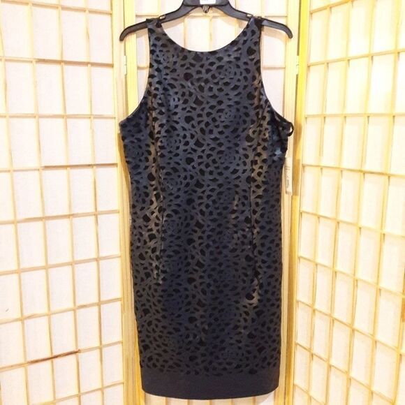 NWT Julia Jordan Faux Leather Lace Design Dress 12 - Picture 1 of 6
